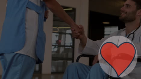 animación del corazón en círculo médico caucásico masculino