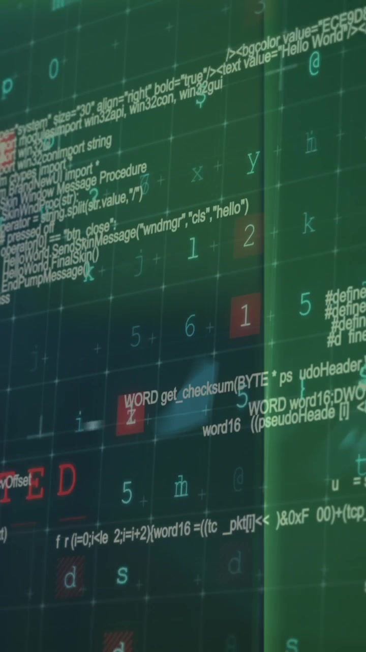 Animation of data processing and cyber attack warning over computer servers