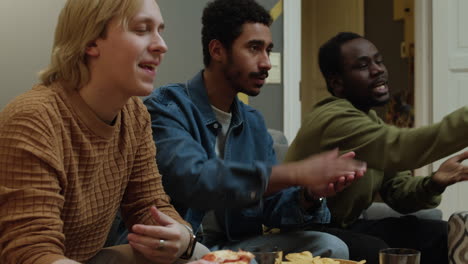 meeting of male friends in an apartment