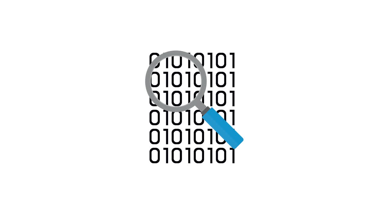 magnifying glass search in binary code