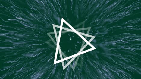 animation of triangles and trails on black background