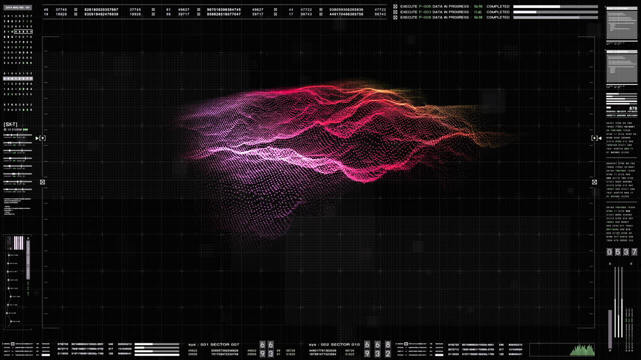 Advance motion graphic futuristic user interface head up display screen with Holographic Machine and digital data telemetry information display for digital background computer desktop display screen