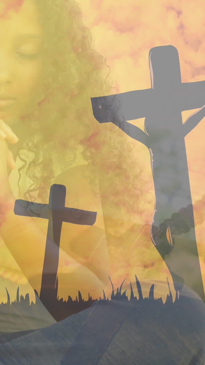 기도 하는 아프리카계 미국인 소녀 에 대한 십자가 의 애니메이션