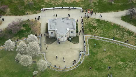 the washington monument visitor's center from above, washington dc, usa