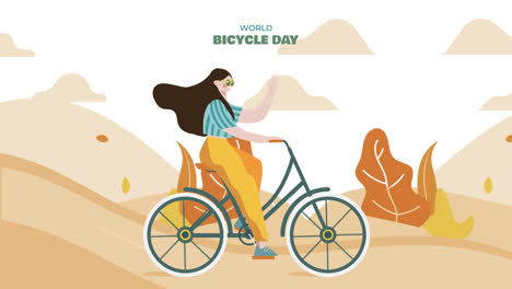 Gráfico-En-Movimiento-Del-Fondo-Plano-Del-Día-Mundial-De-La-Bicicleta