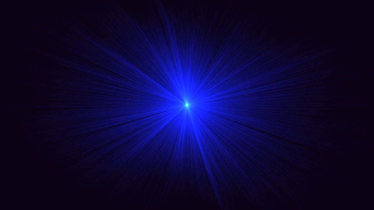 Dynamic blue light bursting from dark background