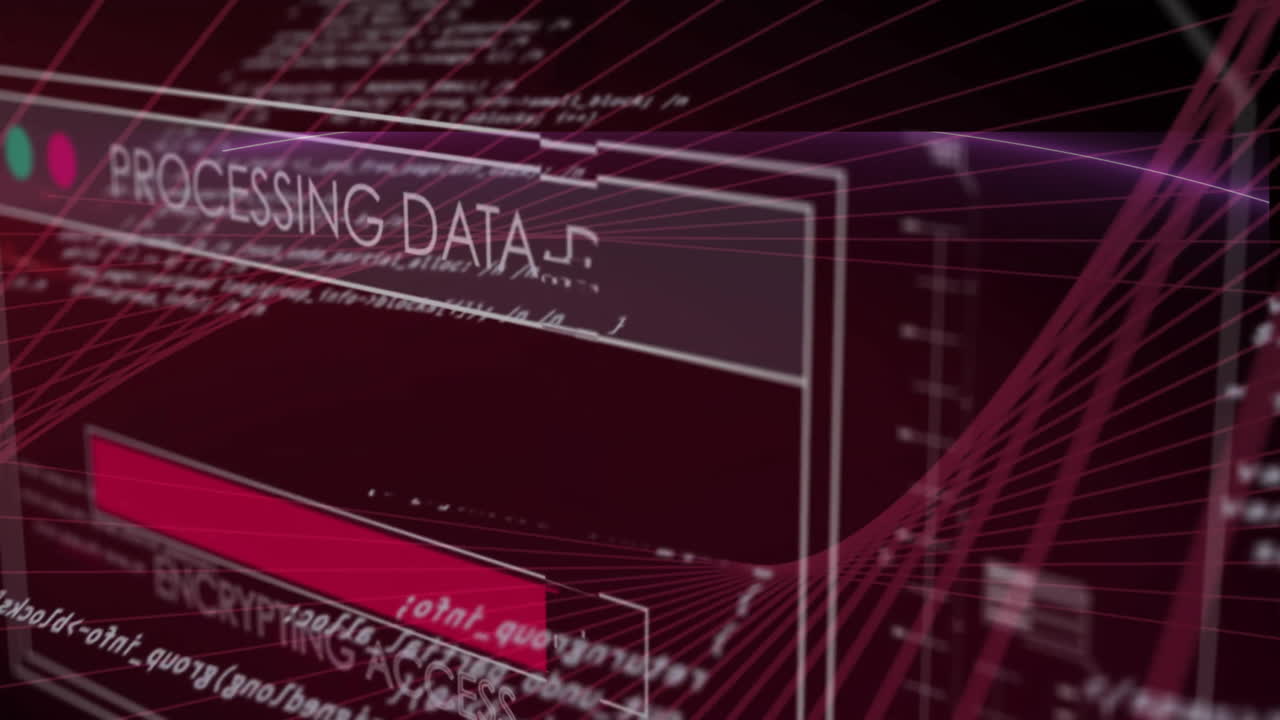 Animation of digital data processing over screen