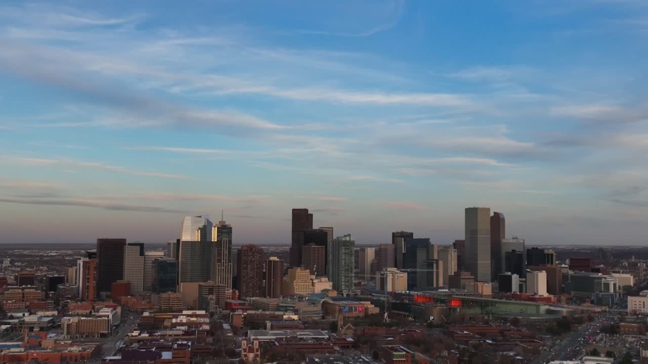 덴버 도시 경관 드론 한겨울