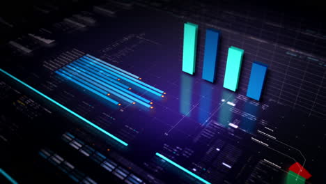 A businessman analyzing stock market, crypto trading, info graphic with animated graphs, charts and data numbers insight on a transparent monitor display screen