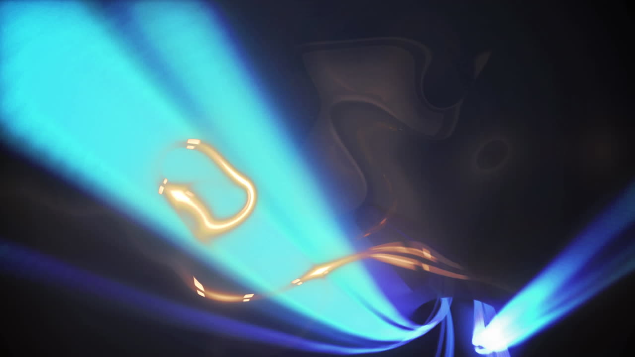 반 ⁇ 이는 빛의 애니메이션과 반 ⁇ 이는 빛의 터널에서 회전하는 연기 트레일