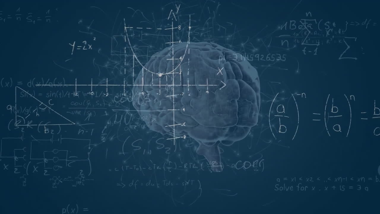 Animation of mathematical data processing over human brain