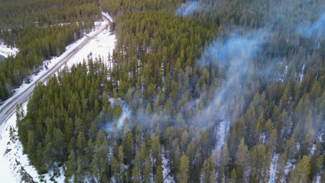 antena de humo de incendios forestales invierno - dron 4k