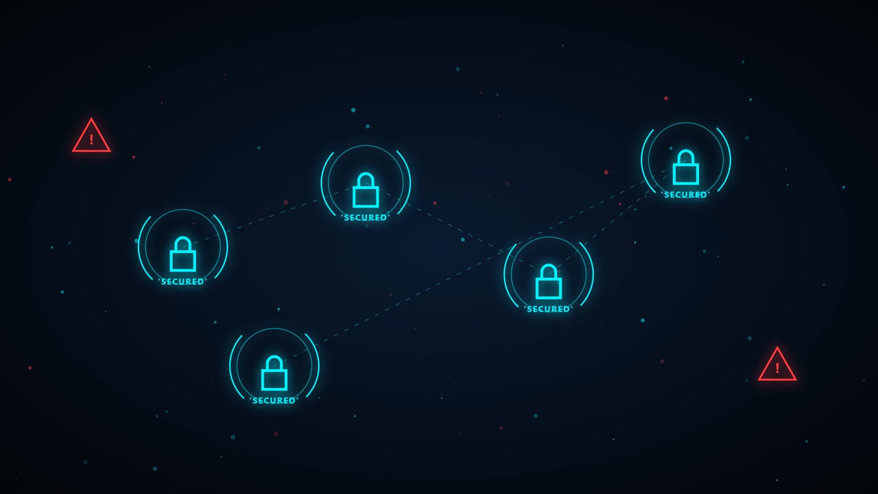 Digital Network Security Concept with Connected Secured Padlocks