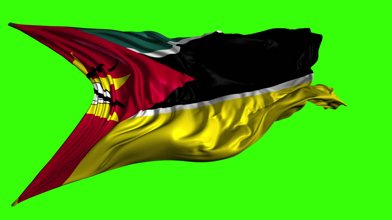 Mozambique flag on green screen