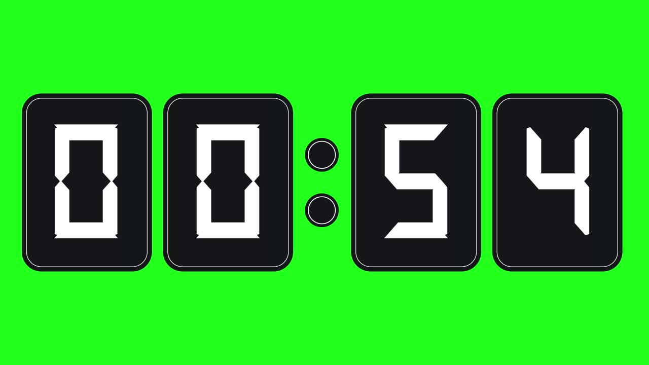 1 minute countdown on green screen background