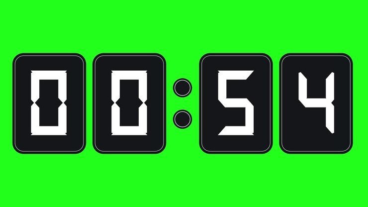 1 minute countdown on green screen background