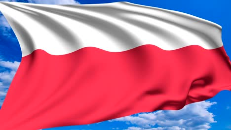 flag of poland against a cloudy sky (alpha channel, loopable)