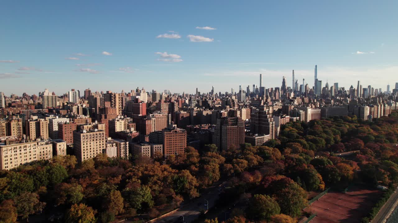 Beautiful drone aerial of New York City's Upper West Side, 4K