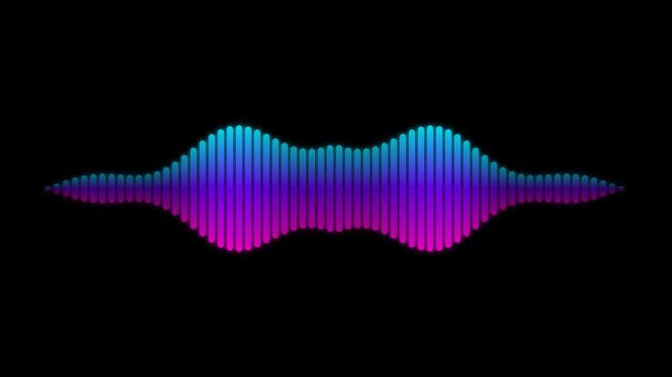 Animated Gradient Audio Waveform Visualization on Black Background