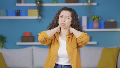 young woman with neck pain.