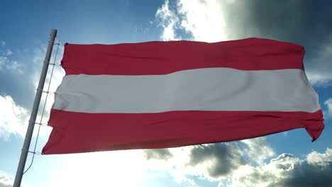 austria flag waving in the wind against deep blue sky