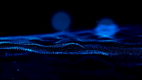 abstracto digital partículas de color azul brillante forma de onda tecnología cibernética fondo de movimiento