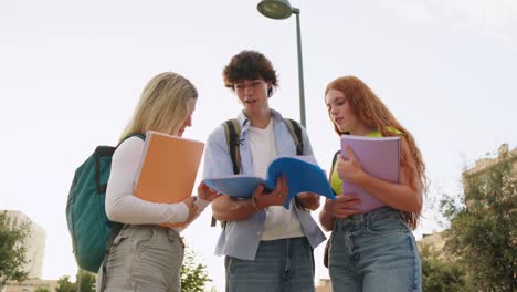 Group of students studying together outdoors