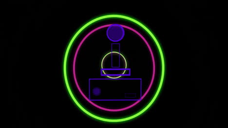 animation of neon geometric shapes forming abstract design on black background