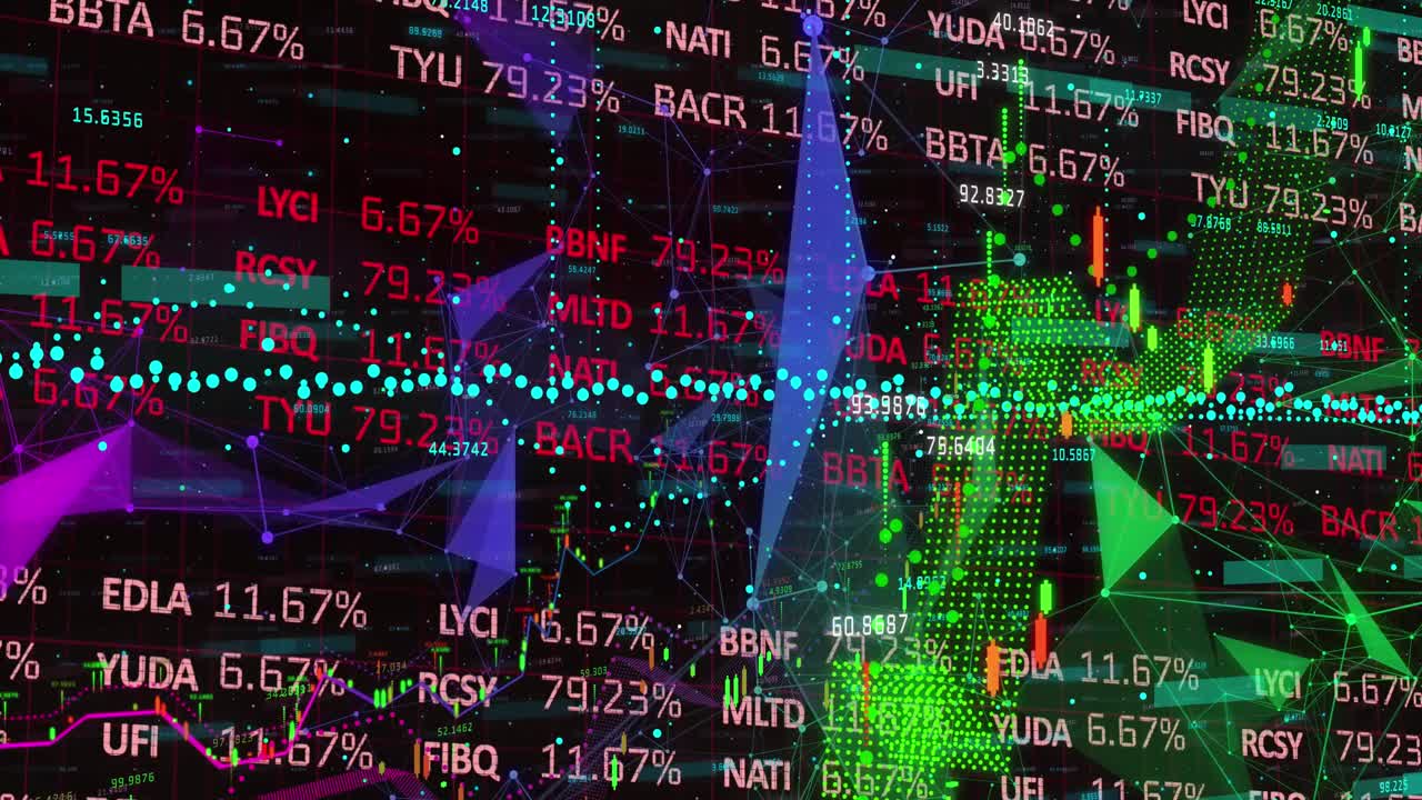 animación del procesamiento de datos financieros a través de conexiones