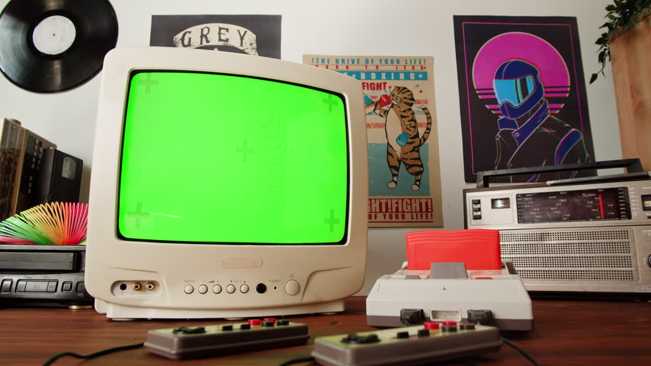 Retro Gaming Setup with Vintage TV and Console