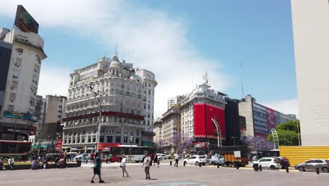 9 de julio avenue, obelisk of buenos aires city argentina, travel landmark with billboards, tourists sightseeing