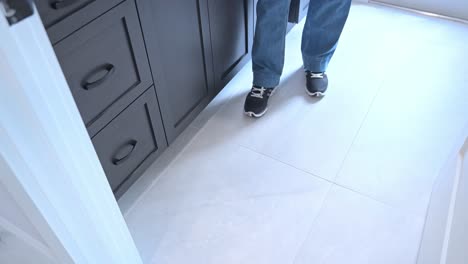 male client pleased with the design of his beautiful new bathroom sink basin countertop