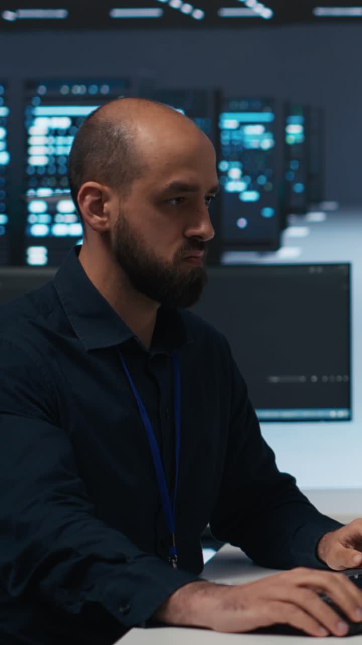 IT Professional Typing Code in Data Center