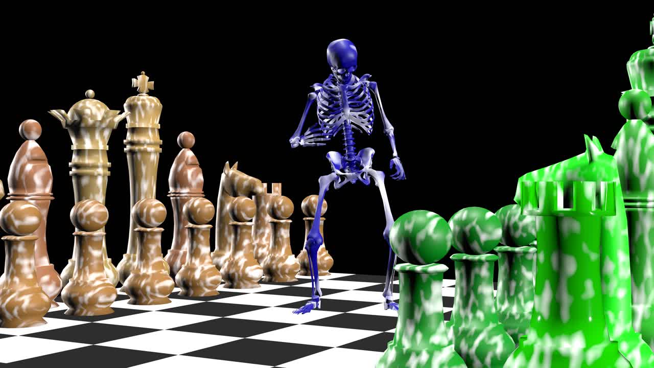 el esqueleto de la danza de chess bord