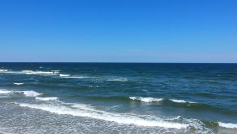 Vista-Del-Mar-Báltico-En-Polonia,-Olas-Pequeñas-Y-Cielo-Despejado