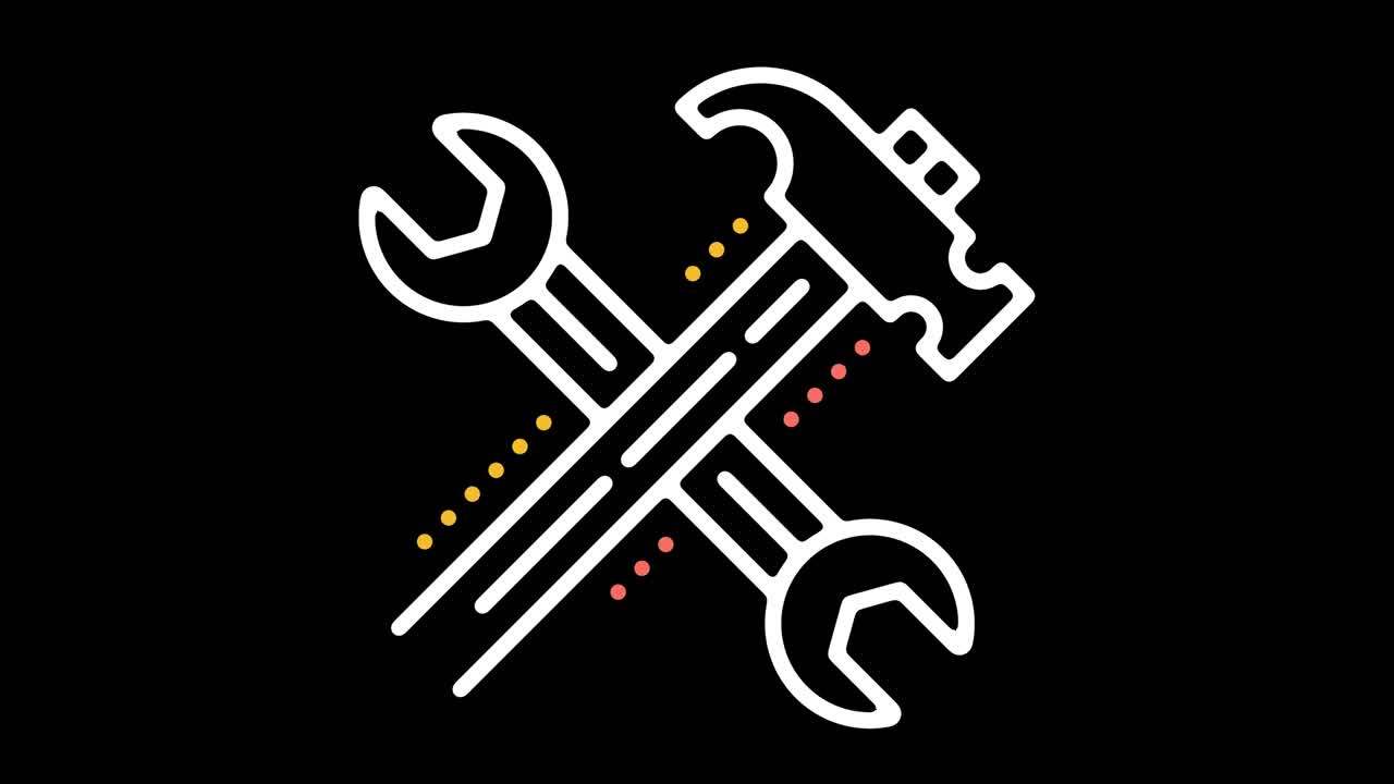 herramientas de mano domésticas línea de icono de animación con alfa