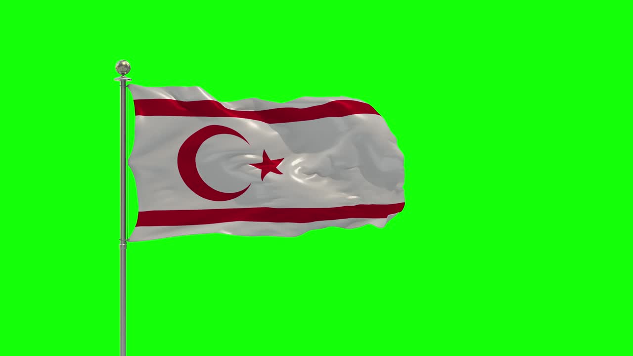 Tyrkiske Republik Nordcypern 3D-illustration af det vajende flag på en stang