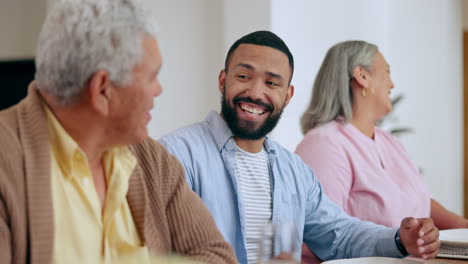 Senior-father,-man-and-conversation-at-dinner