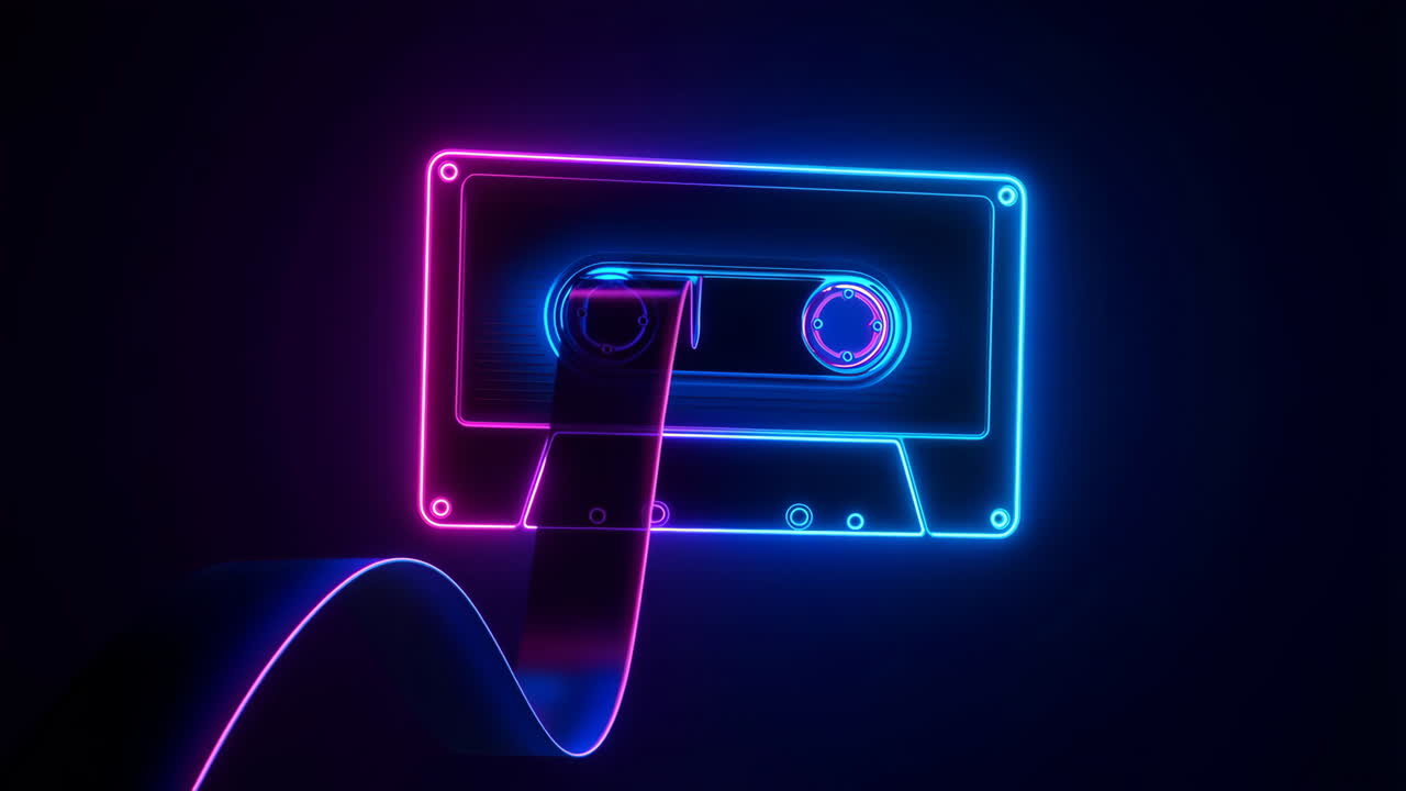 Neon Glow Retro Cassette Tape