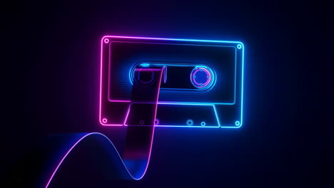 neon glow retro cassette tape