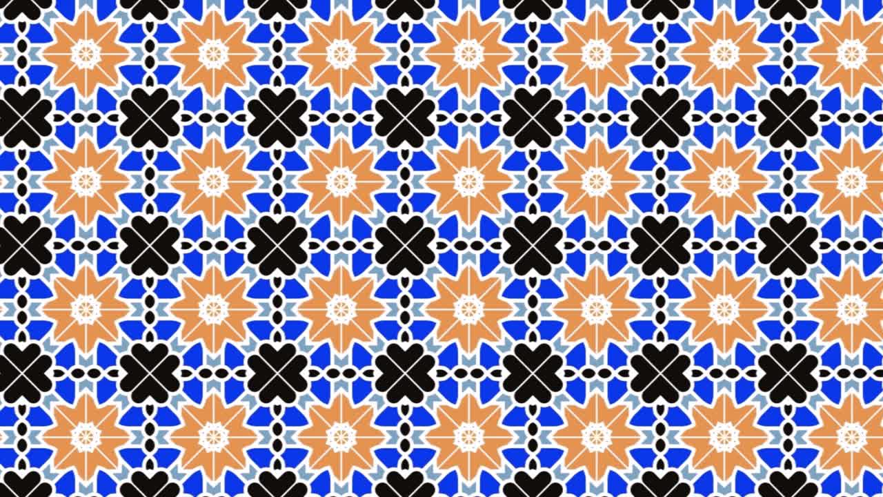 Seamless tile pattern illustration with floral signs. Panning