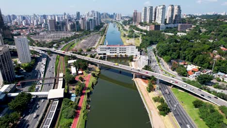 downtown sao paulo brazil. cityscape of famous pinheiros highway road.