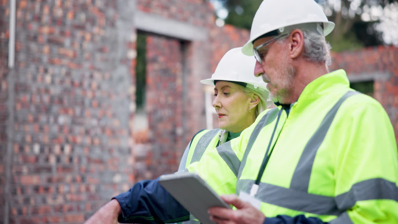 Construction workers planning on site