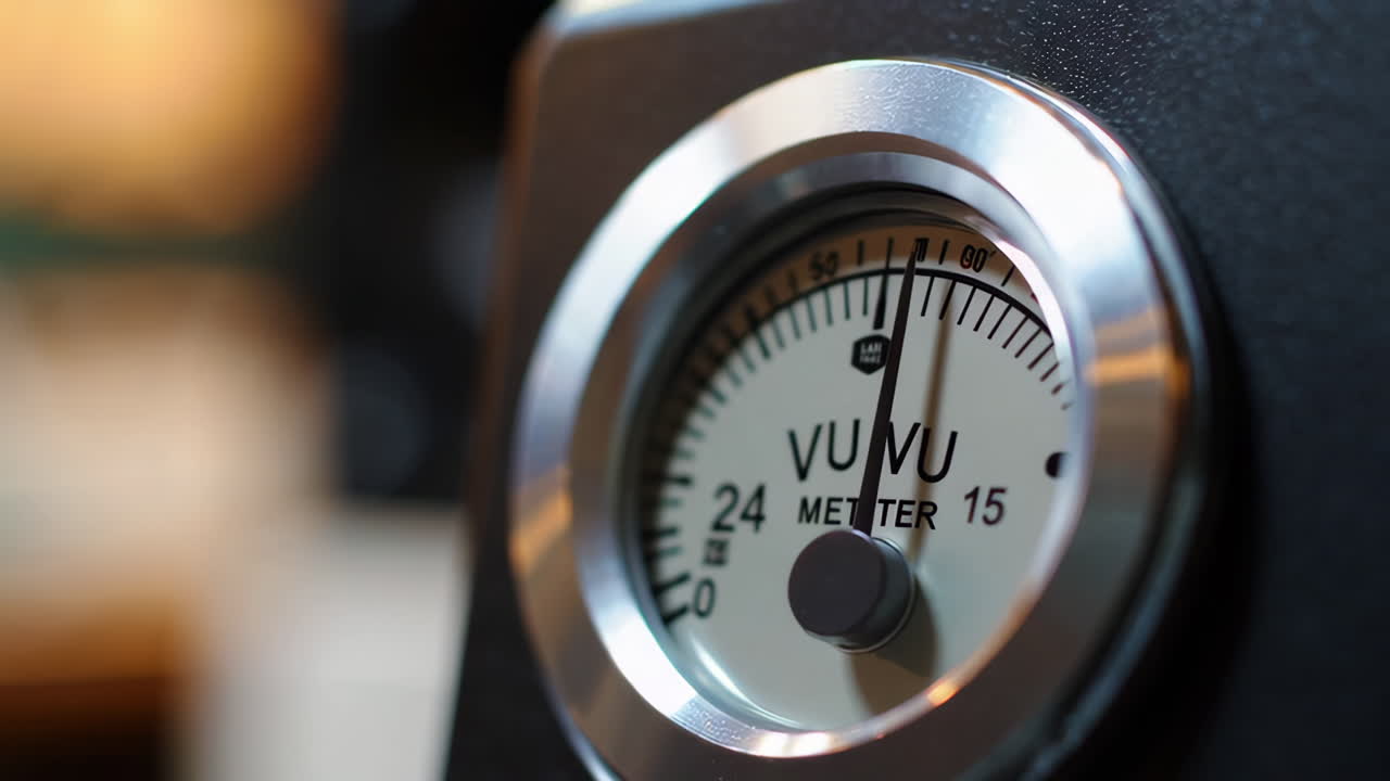 Close-up of a VU meter