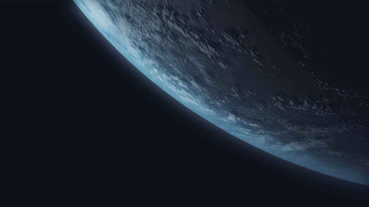 amanecer terrestre desde el espacio con el planeta girando lentamente con vista desde la órbita con nubes dinámicas y luces nocturnas de la ciudad