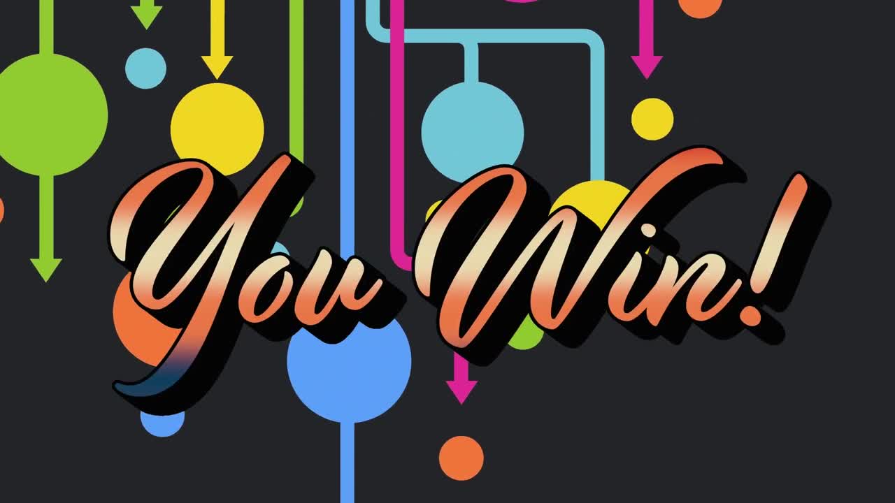 검은색 배경의 모양 위에 텍스트를 이기는 애니메이션