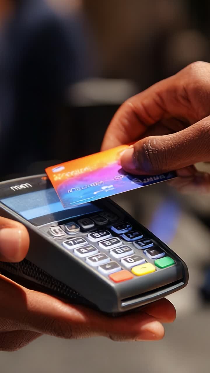 Seamless Contactless Payment Experience: Customer Using Card on Terminal for Quick and Secure Transaction in Modern Retail Environment