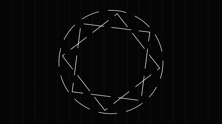 Abstract Geometric Animation with Rotating Shapes and Glitch Effects