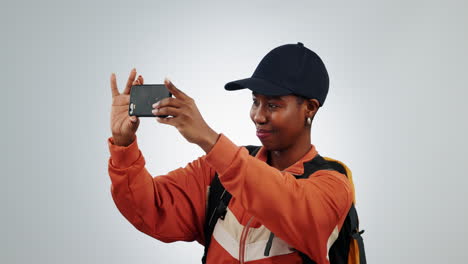 Glück,-Frau-Und-Telefon-Beim-Fotografieren