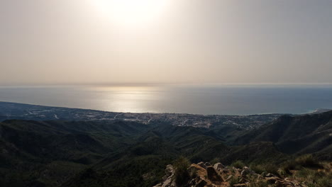 4k panning shot of the view over marbella city from la concha mountain in spain